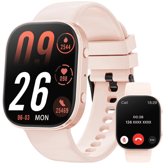 Minsxk Women 1.88''Smart Watch, with Answer Make Call/IP68 waterproof/10 days standby, with Fitness Tracker,fits for Android iPhone Devices（Pink）