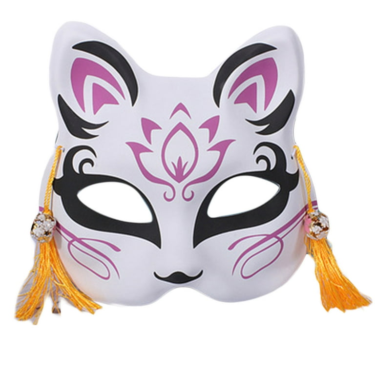 LUOZZY 2Pcs Kitsune Fox Mask for Halloween Kabuki Half Masks Costume Mask  Props (Pink)