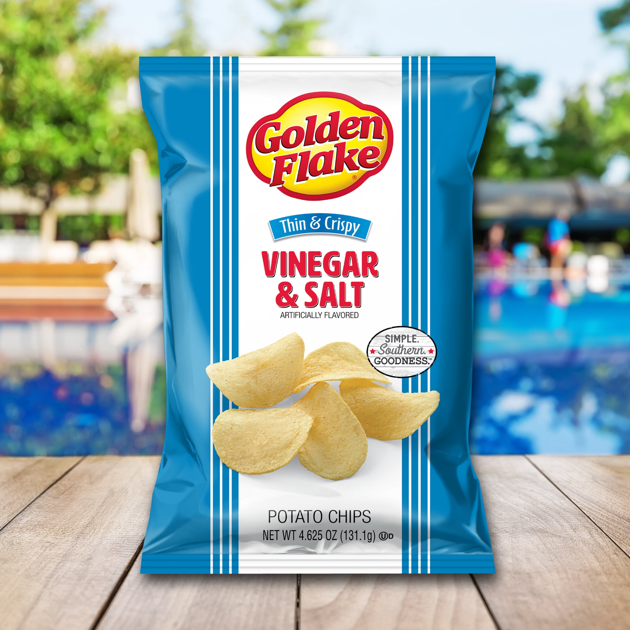 Golden Flake Vinegar & Salt Thin & Crispy Potato Chips, Gluten-Free, 4.625 oz Bag