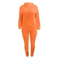 thumbnail image 6 of Casual Drawstring Pantsuits Two-piece Set, Pocket Hoodies Tops & Loose Long Sweatpants Set, Women's Clothing, 6 of 7