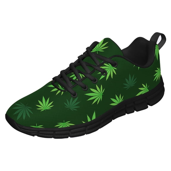 Marijuana Shoes Womens Mens Road Running Shoes Tennis Walking Sneakers Black Size 3.5