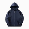 thumbnail image 4 of KPOPLK Toddler Kids Boys Sweatshirts Hooded Shirt Long Sleeve Solid Color Zipper Hoodies Fall Winter Clothes Navy Size 8-9 Years, 4 of 6