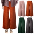 thumbnail image 3 of Pantalones de color sólido para mujer Pantalones de pierna ancha Pantalones de pana casuales sueltos Abanopi Verde/3X-grande, 3 of 7