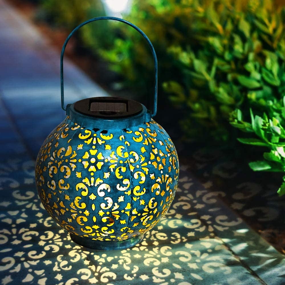 Lanterne Solaire Extérieure En Métal - Lampe Décorative Jardin Papillon Et Fleurs, Étanche Et Élégante