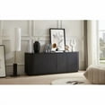thumbnail image 4 of Sideboard Storage Cabinet TV Stand with wave pattern Buffet Cabinet Wooden Vertical Striped Cabinet for Kitchen/Bedroom/Entryway. Black, 64''W x 15''D x 24''H., 4 of 6