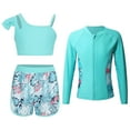 thumbnail image 1 of RUNQHUI Kids Girls Pcs Athletic Swimsuits Upf Rash Guard Coat Ruffles Crop Top With Bottoms Mint Green 6, 1 of 7