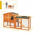 thumbnail image 3 of PawHut Two-Level Rabbit Hutch, Small Animal House with Run, Roof, Orange, 3 of 10