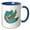 Blue/White, variant on 3drose, Happy Blue Bird - Cute Arty Colorful Singing Bird Song Sweet Artistic Multicolored Wings Cartoon Art, 15oz Two-tone Blue Mug