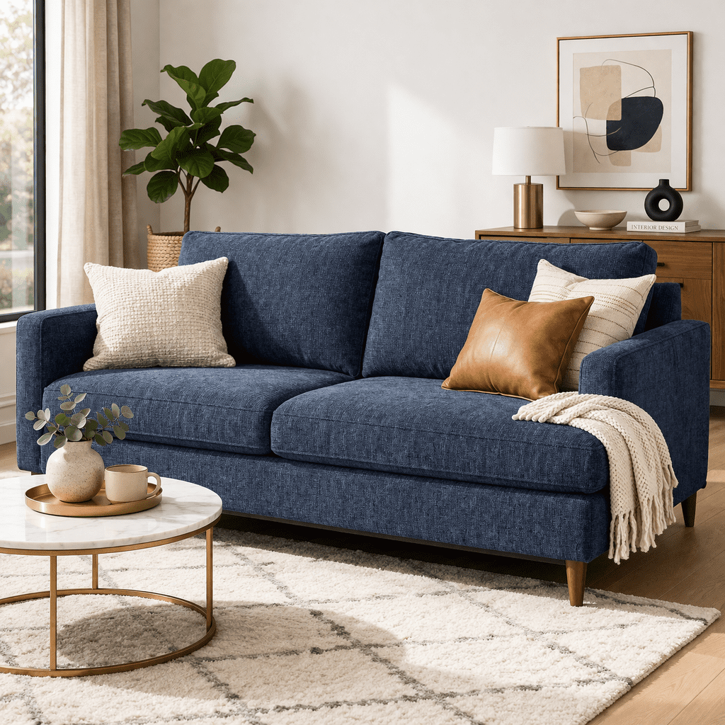 Liz Jordan-Hill Chenille Upholstery Fabric by the Yard, Navy Blue Spirit Nightfall, Polyester Blend with Aquaclean Technology, Furniture & Sewing, 3 Yards