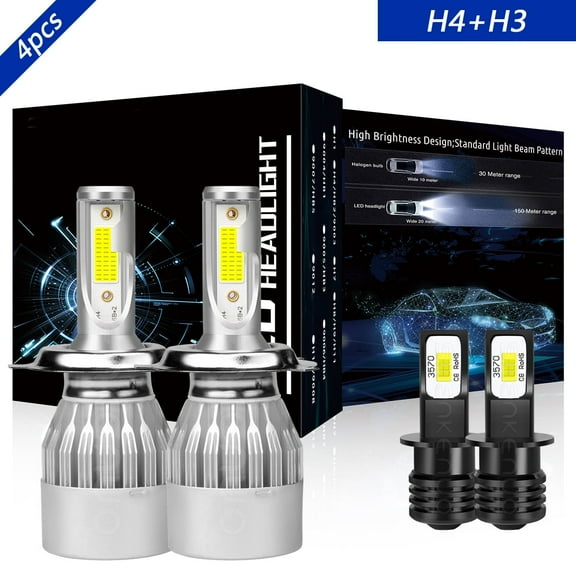 For Nissan Sentra 1993 1994 Combo LED Headlight Kit H4/9003 H3 High Low Beam Fog Light Bulbs