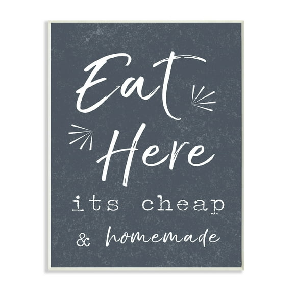 Stupell Industries Eat Here Home Cooking Navy Novelty Painting Unframed Art Print Wall Art, 10 x 15