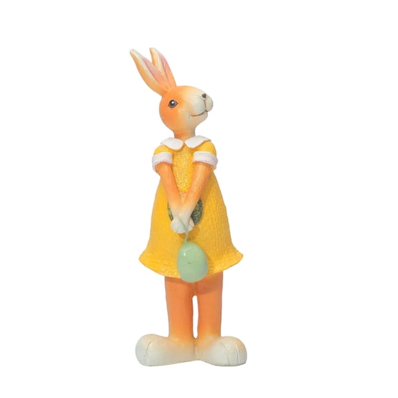 Easter Bunny Resin Sculpture, Large Cute Indoor and Outdoor Bunny Statue for Garden Patio, Spring Holiday Home Decor - Yellow Outfit
