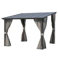 thumbnail image 3 of AECOJOY 10' x 10' Lean to Gazebo with Netting and Curtain Outdoor Hardtop Gazebo Aluminum Metal Pergola ​For Garden, Patio, Backyard-​Dark ​Gray, 3 of 8