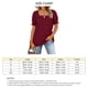 thumbnail image 5 of Blusa de mujer con cuello cuadrado y fruncido, manga corta abombada, Color puro, fibra de poliéster, Top para citas, rojo vino XL, 5 of 5