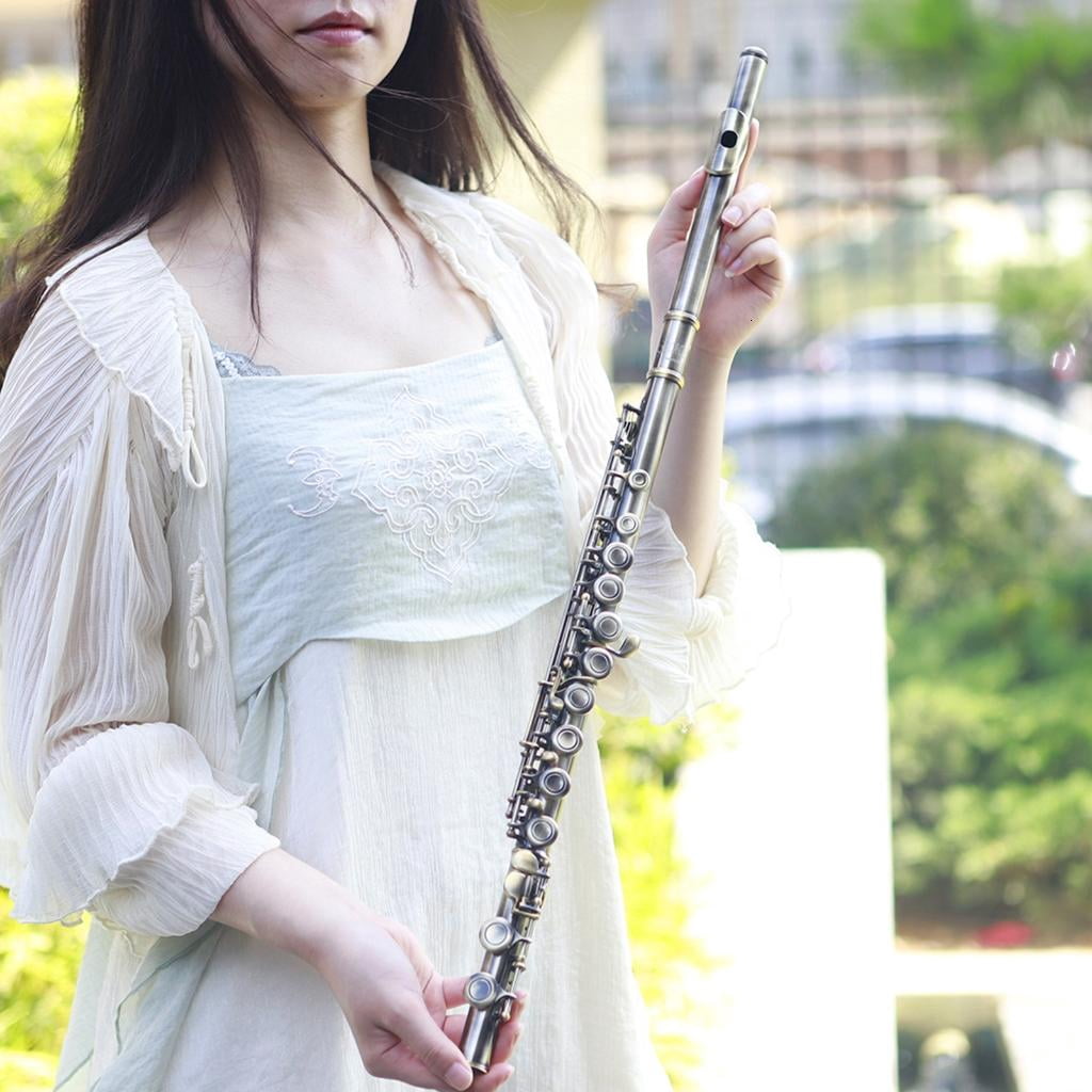 Yihuala Green Bronze 16 Hole Flute with Comfortable Cupronickel Plated Flute for Bands & Beginners