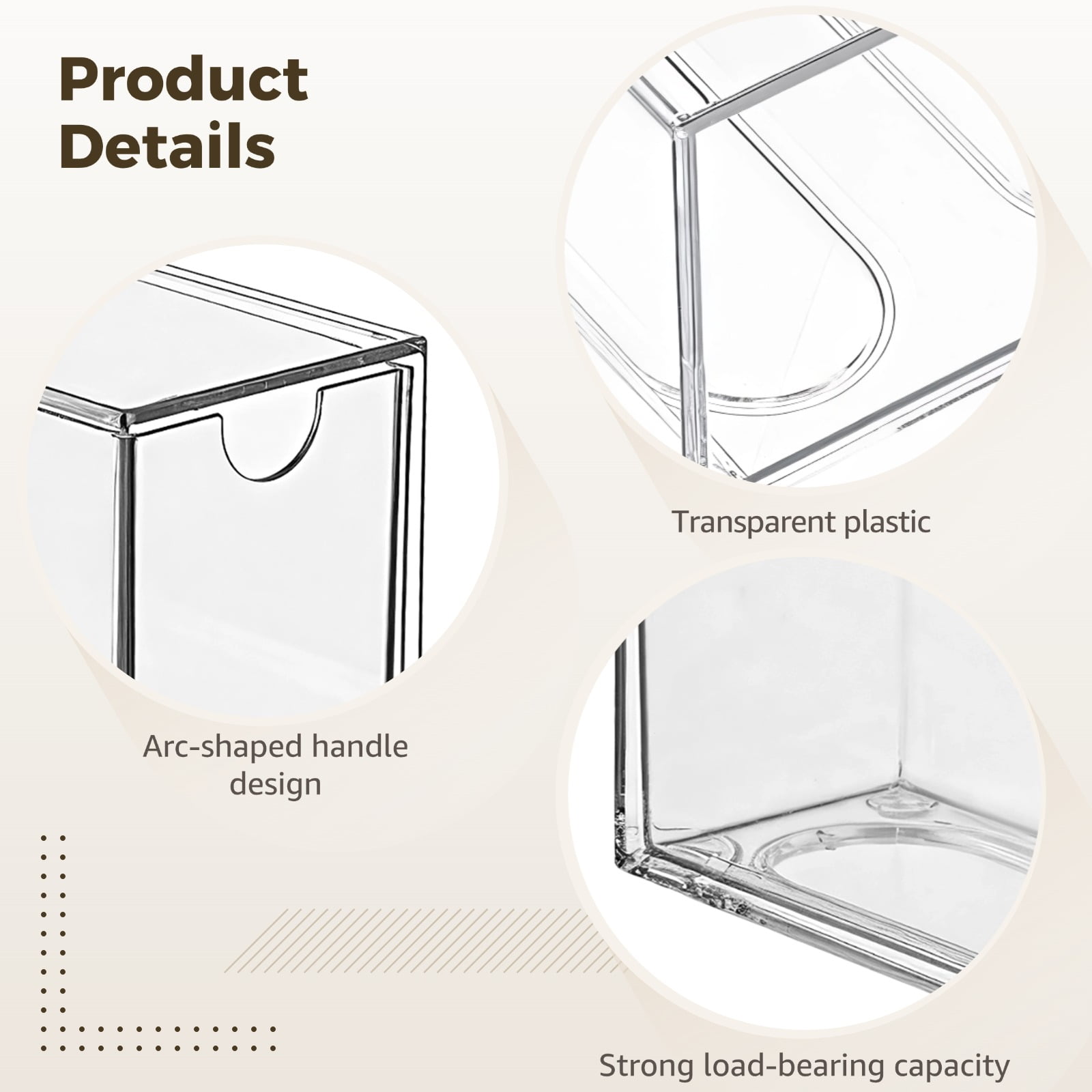 4 Pcs Transparent Drawer Organizers, Plastic Storage Boxes, Stackable Tea Organizers for Drawers, Ideal for Kitchen, Office and Household Items