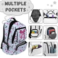 thumbnail image 6 of Yspwyqan Kids Backpack for School Girls, Blue Soccer Glitter Bow Backpack for Kids Girls 17 Inch, Lightweight Polyester Adjustable Straps Daypack for Travel Elementary Primary, 6 of 7