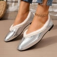 thumbnail image 4 of Viluyesy Womens Ballet Flats, Pointed Toe Fleece Lined Thicken Warm Winter Fashion Dressy Shoes Silver US7, 4 of 9
