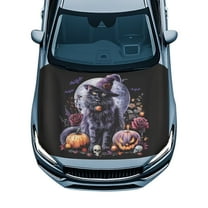 Uorisanigo Car Hood Cover Stretchable Halloween Cat Hood Cover Protection Easy Installation Universal Auto Bonnet Covers Fit for for Auto Car Truck Van SUV Soft Decoration