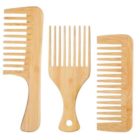 3pcs Wooden Pick for Hair, Wooden Pick for Beard, Natural Anti-Static Afro Picks for Men Women Wide Tooth Wood Combs for Long Hairs Beard Women Men