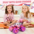 thumbnail image 6 of Flooyes Remote Control Car for Girls, 2.4Ghz All Terrain Girls Off-Road RC Trucks with Rechargeable Battery,4WD RC Car Toys for Boys 3-6 Years,Birthday Gifts for Kids Age 3 4 5 6 +,Pink, 6 of 8