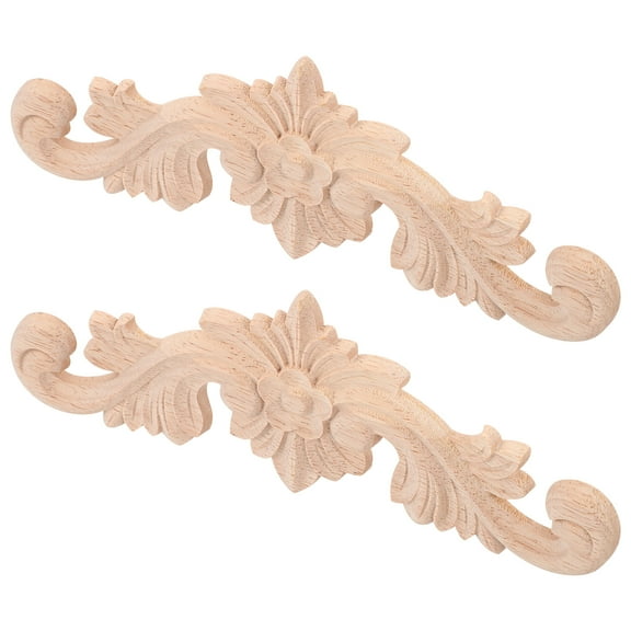 Eease 2 pcs Wood Appliques Decorative Wooden Appliques Furniture Wooden Appliques Onlays