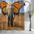thumbnail image 2 of Funny Elephant Shower Curtain, 72" x 72", Elephant with Butterfly Ears Grassland Waterproof Bathroom Curtain Washable Shower Curtain Set with 12 Hooks, 2 of 8