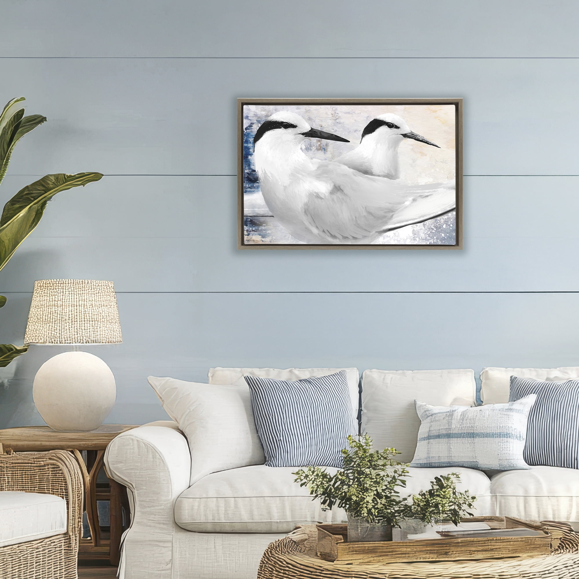 Stupell Industries Black Naped Tern Brown Framed Floater Canvas Wall Art, design by Porter Hastings