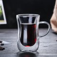 thumbnail image 1 of Glass Cup Double Wall Design Transparent Glass Coffee Mug for Restaurant, 1 of 7