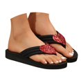 thumbnail image 3 of Women's Heart Glitter Flip Flops Flat Casual Summer Footwear Red 41, 3 of 9