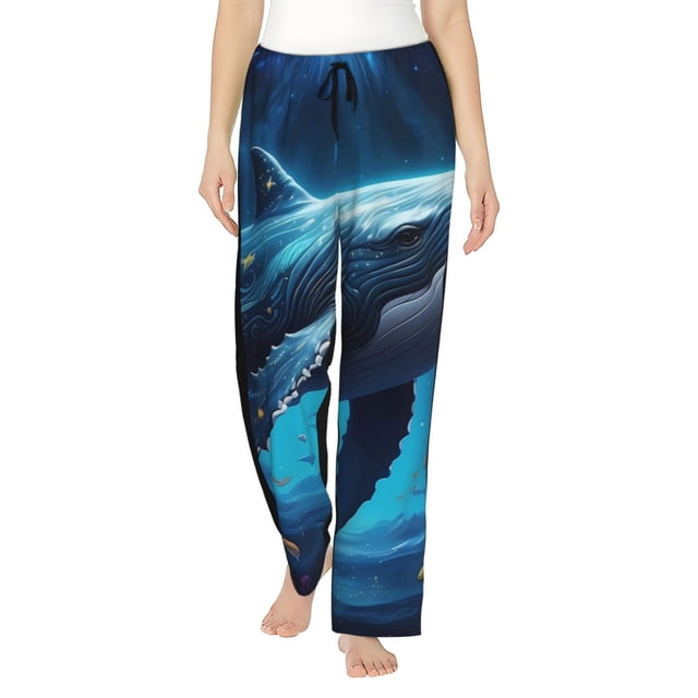 Balery Colorful Ocean Whale Pantalones de pijama para mujer, pijamas ultraligeros, pantalones de estar por casa-Small