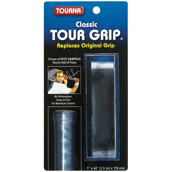 Tourna Tennis Racquet Replacement Grip Sampras Tour Grip 1.8 MM Avail Grey Black