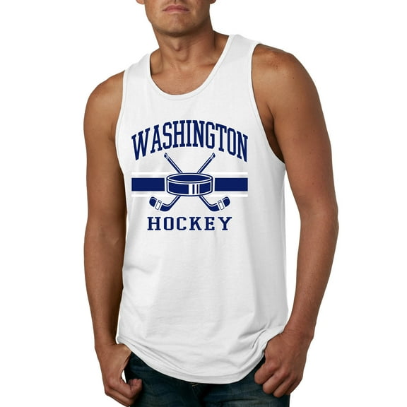 Wild Bobby City of Washington Hockey Fantasy Fan Sports Men's Tank Top, White, Small
