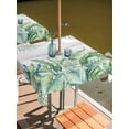 thumbnail image 2 of Outdoor Tablecloth with Umbrella Hole for Patio/Picnic/Party/Camping, Tropical Leaves Waterproof Table Cloth Square Cover Washable, Green Monstera Palm Leaves Summer Wood Gray (60"x 60"), 2 of 8
