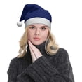 thumbnail image 5 of KLL Christmas Hats for Adults Plush Navy Blue Print Santa Hat Xmas Fluffy Santa Claus Hat for Women Men, 5 of 6