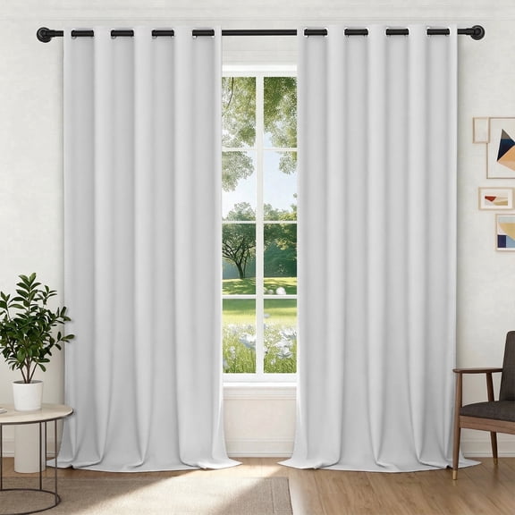 XUEYU 100% Blackout Curtains for Bedroom, Light Blocking Thermal Insulated Curtains with Noise Reduction, 52x96 Inch Room Darkening Window Drapes, Set of 2 Panels, White