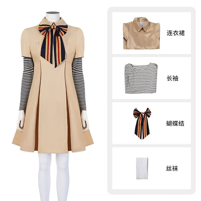 M3GAN Cosplay vestido película de terror AI muñeca Robots vestido Top calcetines Bowknot Tie mujer Halloween ropa para chicojuegos completosNiños 110cm Deng Xun unisex