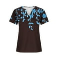 thumbnail image 5 of Lydiaunistar Women's Spring Casual Short Sleeve V-Neck Printed Blouse Plus Size Polyester Button Down Tops for Party Work Vacation Black, 5 of 5