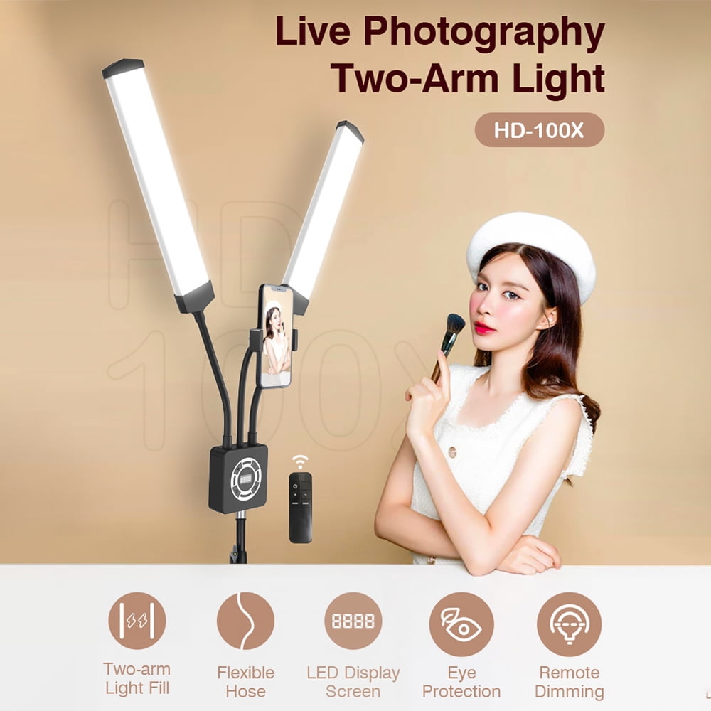 Selfie Camera Lamp,3200k-5600k Color Beauty Rotatable Tube 196pcs Beads 3200k-5600k With Clip Stand Temperature Adjustable With 40w Dual-arm Fill Dual-arm Fill Beauty Dsfen Buzhi Lamp 40w