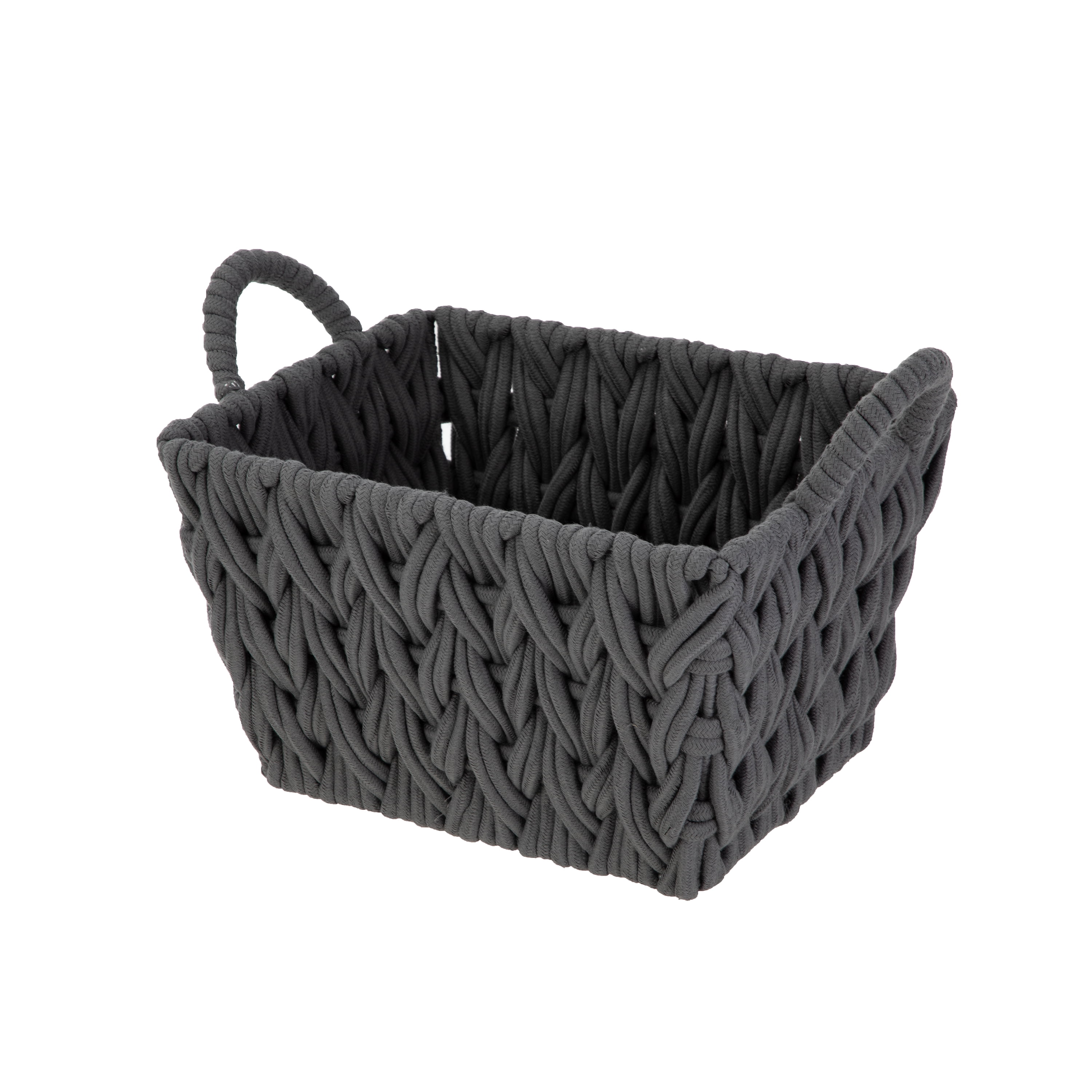 Better Homes & Gardens Medium Grey Woven Rope Decorative Storage Basket, 2 Pack
