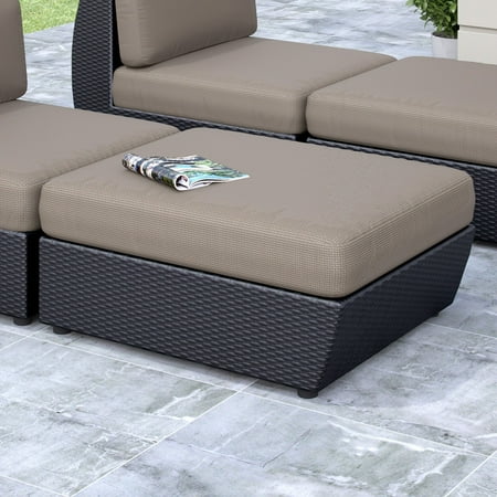 CorLiving Seattle Patio Ottoman, Textured Black Weave