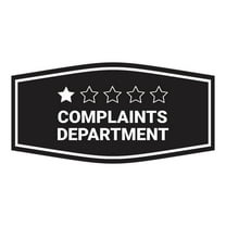 Signs ByLITA Fancy Complaints Department Funny Office Sign (Black) - Large