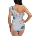 thumbnail image 5 of Sikiie Turtles And Shells Print Women One Piece Swimsuits Tummy Control One Shoulder Bathing Suits Ruffle Swimwear, From S to XXL-Large, 5 of 6