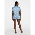 thumbnail image 4 of Joyspun Women’s Stretch Satin Short Sleeve Top and Shorts Pajama Set, Sizes XS-3X, 4 of 6