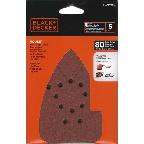 BLACK+DECKER BDAM080 5pk Mouse Sandpaper, 80G