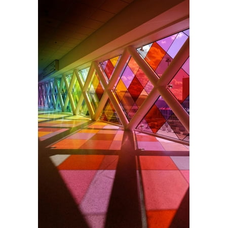 Colourful Windows in the Transit Area of Miami Airport, Miami, Florida, Usa Print Wall Art By Axel