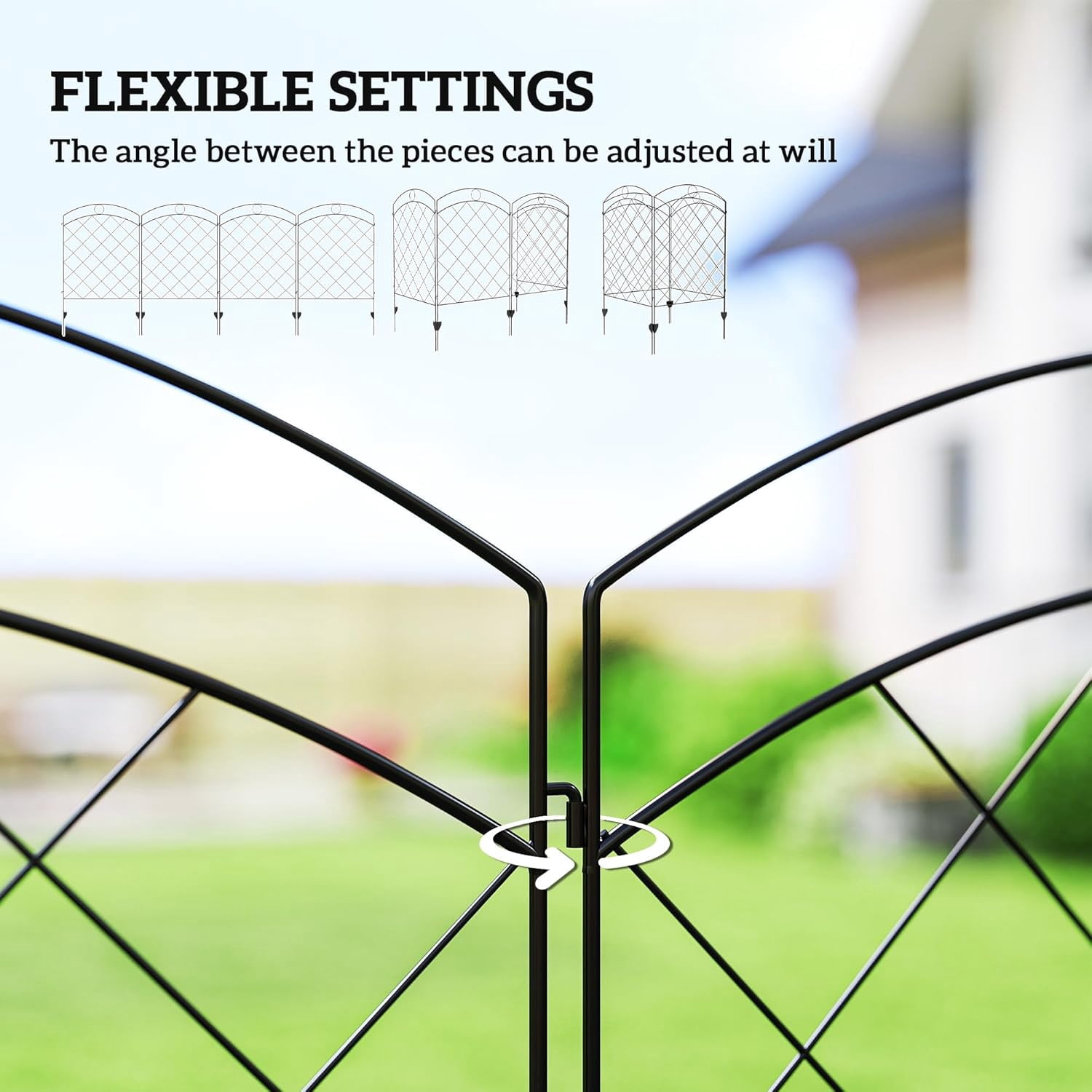 ZJTER Garden Fence, 4 Pack Steel Fence Panels, 11.5' L x 43" H, Rust-Resistant Decorative Border Flower Edging for Yard, Landscape, Patio, Outdoor Decor, Curved Rings