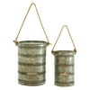 Woodland Import 38188 Elegant Metal Galvanized Lantern - Set of 2