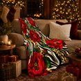 thumbnail image 3 of Red Peonies over Gold Leopard Swirls, Bold Botanical Style for Flower Lovers, Wild Floral Animal Print and Mother's Day Gift, Cozy Flannel Blanket for Bedroom and Reading Nook, Home Decor, 3 of 9