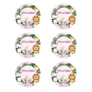 3" Round Pre-Cut Its a Girl Safari Jungle Pink Edible Image Cupcake Toppers By TNCT